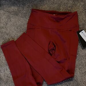 90 Degree Yoga Deep Red High-Waisted Leggings